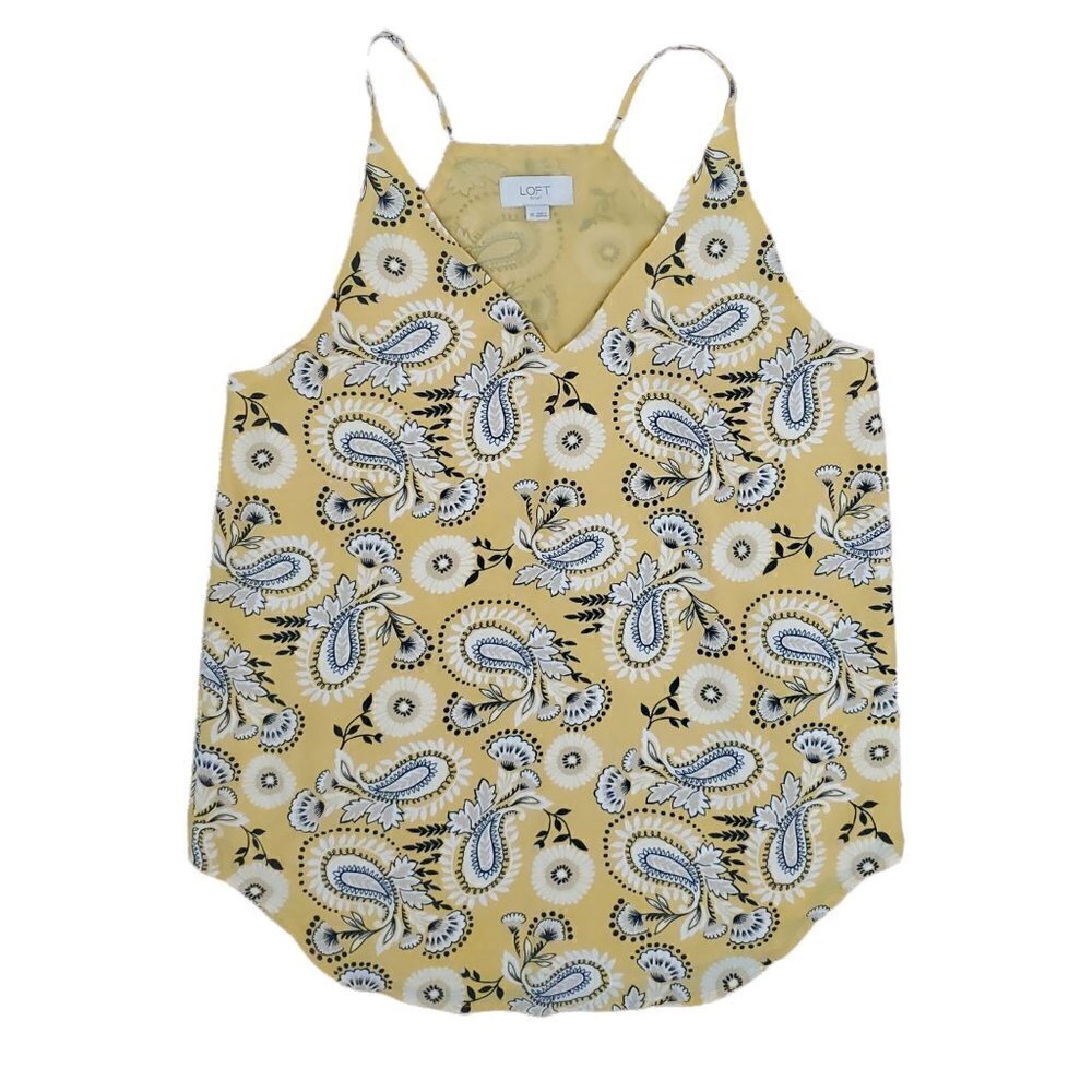 🚨086 Loft Yellow Paisley Floral Racer Back Tank Top